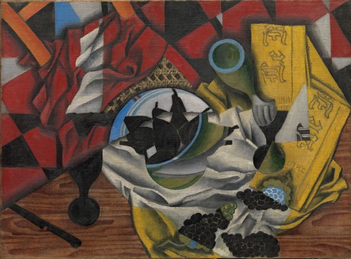 Juan Gris. Pears and Grapes on a Table, Céret, autumn 1913. Oil on canvas, 21 1/2 x 28 3/4 in (54.6 x 73 cm). Promised Gift from the Leonard A. Lauder Cubist Collection.